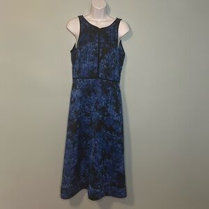 Banana Republic Dark Blue Floral Midi Dress, size 4